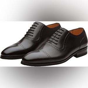 DAPPER SHOES CO. Handcrafted Men's Black Cap Toe Brogue Genuine Leather Size 9